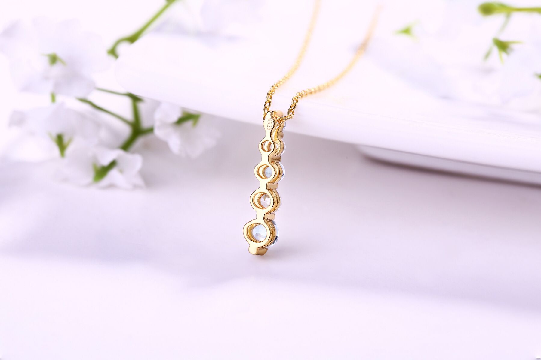 Topaz 925 Sterling Silver Necklace with Yellow Gold Plating